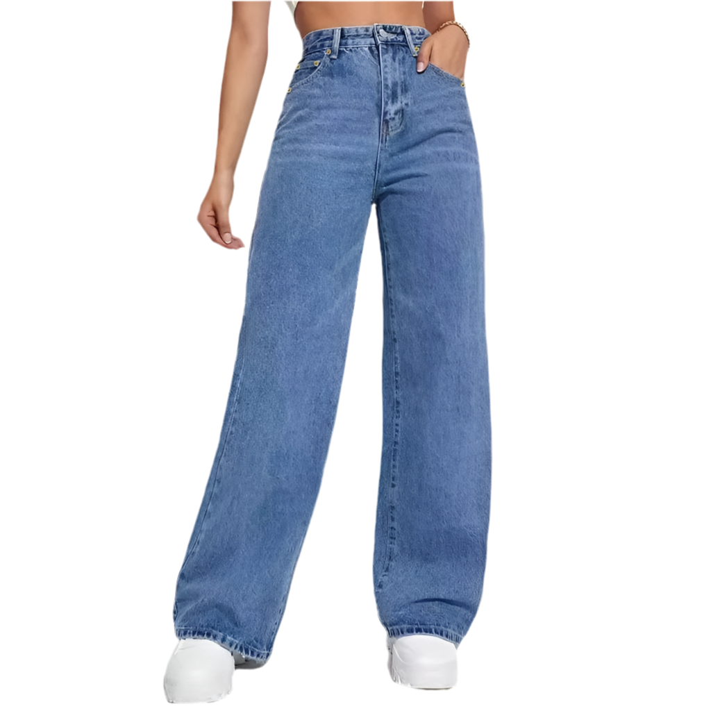 Jean Large Bleu Femme