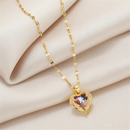 CRYSTAL HEART - Collier Acier Inoxydable Femme