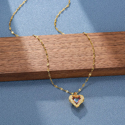 CRYSTAL HEART - Collier Acier Inoxydable Femme
