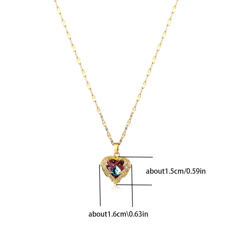 CRYSTAL HEART - Collier Acier Inoxydable Femme
