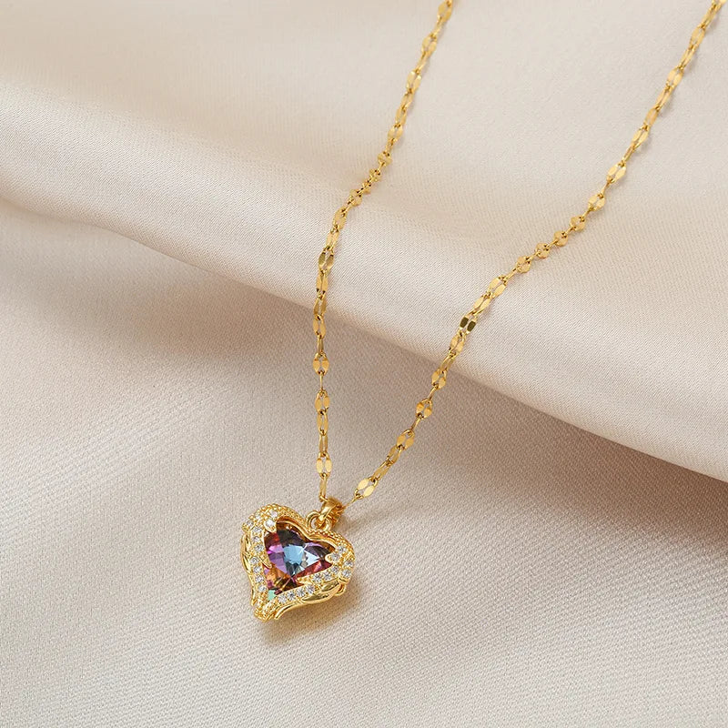 CRYSTAL HEART - Collier Acier Inoxydable Femme