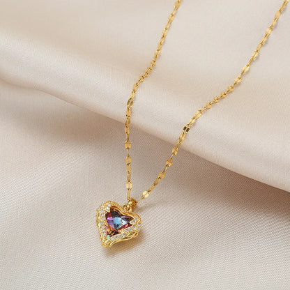 CRYSTAL HEART - Collier Acier Inoxydable Femme