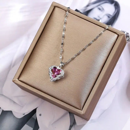 CRYSTAL HEART - Collier Acier Inoxydable Femme